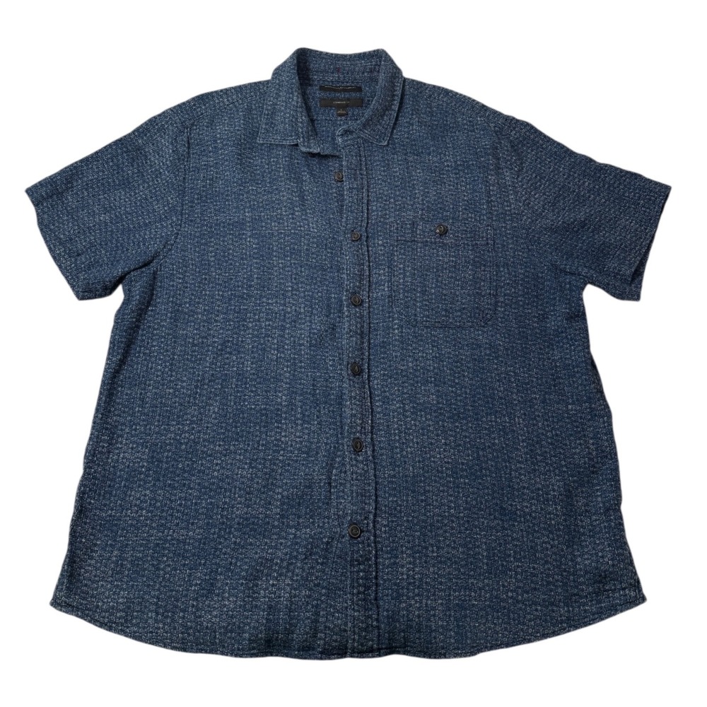 Banana Republic Mens Short Sleeve Button Up Shirt Standard Fit Blue Size L Woven